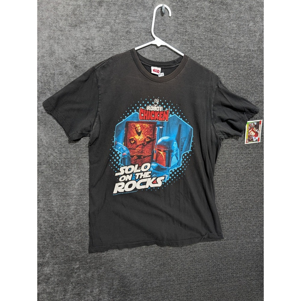 Robot Chicken Star Wars Solo On The Rocks Graphic T-Shirt Black Mens L 1712